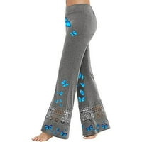 Nove žene čipke Šuplje široke noge casual pantalone leptir tiska sportske joge hlače