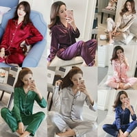 Žene satenske svilene rublje pidžama set pijama odijelo žensko spavanje dvije set salon plus veličina