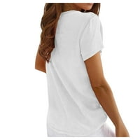 Ženske plus veličine vrhova kratkih rukava opuštena majica V-izrez labav ljetni vrhovi kratkih rukava