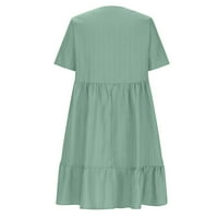 Žene plus veličina Ženska proljeće i ljeto V-izrez Lov natlan plutani krasta haljina u obliku struka MINT Green
