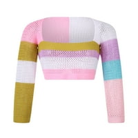 Wybzd žene y2k šuplje izvajanje gornjih krošnica pletenja pulover džemper vrhovi labavi patchwork košulje