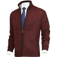 Stalni prsluk za muškarce jesen i zimski muški labav kardigan topla jakna džemper stoji ovratnik pletivni kaput crveni l