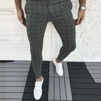 Outfmvch muški kratke hlače Ležerne prilike ženske hlače Muškarci Slim Fit Plaid Print patentni zatvarač