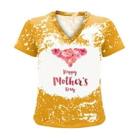 Ženska mama majica Grafički teški mama slovo Ispiši Ležerna majica kratki rukav V-izrez Gradijent žutih