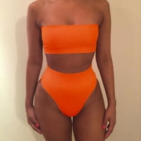 Cara Lady Fashion Women Solid Color Bikini Suit Sexy Tube Top Casual Split kupaći kostim