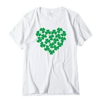 Ženske vrhove ženske ul. Patrick's Day Green Short Sleevetank Top Majica T-majica Tunike XXL, Bijela