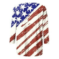 Ženski vrhovi, slatki vrhovi za žene Američka zastava majica za zastavu majicu casual rukava za bluzu