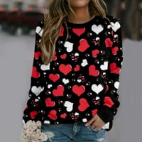 Ociviesr Ženska ljubavna srca Ispiši vrhunska košulja dugih rukava dugačka duge povremena bluza pulover