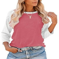 Gomelly Women Tops rukav pulover meka majica za tie dame osnovna ljetna bluza Raglan majica Pink XXL