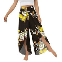 Zkozptok hlače za žene visoke struk joga hlače cvjetne tiskane boho plaže nepravilne elastične pantalone