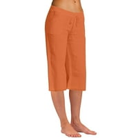Šejske pantalone za žene za žene Ženske hlače Čvrsto boje pamučne fla elastične duge hlače na plaži