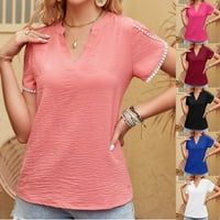 Ženske bluze za šifonske bluze Majica Petal kratki rukav ljetne casual majice l