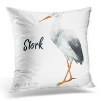 Šarena akvarelna ptica od bijelog prirodnog kolekcije divljih životinja Stork umjetnički jastučni jastuk