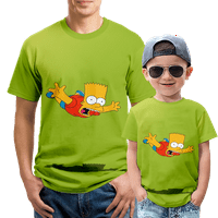 Majice muške i dječaka - Televizijski show Crtani kratki rukav poliester tee, ljetna majica za obiteljsku haljinu, zelenu, veličine -8xl