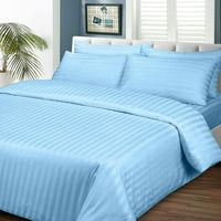 Luksuzni lim za krevet Deep Džep - Broj navoja - egipatski pamuk - ekstra mekani i luksuzni, laka njega - svijetlo plava pruga, puna XL veličina