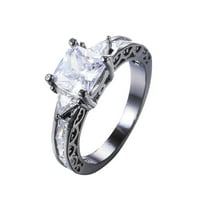 Do 65% popusta na AMLBB prstenove za žene prekrasne crne bakrene legure umetnuto s kvadratnim cirkonima u različitim bojama, žene zvone najbolje poklone
