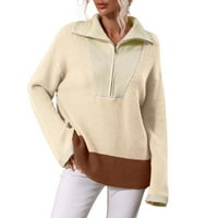 Ketyyh-Chn džemperi za žene predimenzionirani pulover džemperi vrhovi bež, l