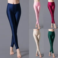 Žene sjajne struke elastične tanke hlače yoga gamaše teretane sportske pantalone boja kože 2xl
