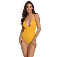 Tking Fashion Womens kupaći kupaći kostim sa punim bojama Backeless Baglimsuits kupaći kostimi za kupanje za žene Žuta l