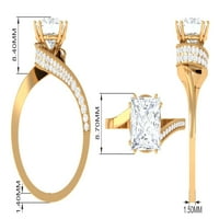 Princeza Cut Moissanite Solitaire Bypass Zaručni prsten, sterling srebrna, SAD 10,50