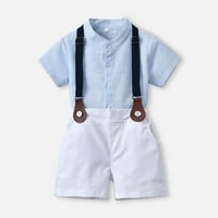 Binmer Baby Boy Set Set Short rukavi TOP & Strap kratke hlače odijelo za bebe resla majice u boji, fotografski