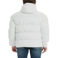 Wrcnote muški dugi rukav puni zip kaput casual zimsko toplo s kapuljačom ručice naduvane jakne bijele