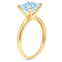 1.5ct princeza rez plavi simulirani dijamant 18k žuti zlatni graviranje izjava godišnjica Angažovanost
