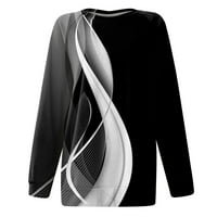Bicoasu ženske dukseve pulover za žene ženski povremeni modni print dugih rukava O-izrez TOP bluza crna