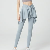 Lovskoo Plus Veličina Visoki čekići Bootcut Yoga hlače za žene Sportski lažni džep za čipke Two komadni