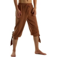 Simplmasygeni muškarci obrezane pantalone Udobne posteljine multi-džepne sportske baggy ljetni modni