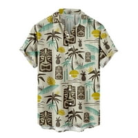 Odeerbi Summer Havajska majica za muškarce Modni kratki rukovi Ležerne majice Bež