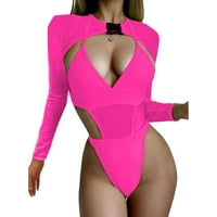 Žene Rave odijelo Neon Bodysuit Crop Top Bikini kupaći kostim Mrežni rameni sa kopčom za festivalsku
