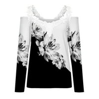 Naughtyhoodh majica za žene, modni ženski vrhovi V-izrez cvjetni ispis bluza casual labav dugih rukava