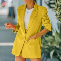 Ženska grafička jakna s dugim rukavima jakna s dugim rukavima isključite ovratnik jaknu s dugim rukavima kaput za dugi ručak Blazer Yellow XXXL