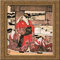Svježi povjetarac pod mostom Ryogoku Gold Ornate Wood Framed Canvas Art Kitagawa Utamaro
