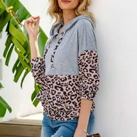 Duksevi za žene plus veličine Zip up modne ženske ležerne duge duge dugih rukava sa kapuljačom leopard