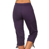 Ženske kauzalne joge Capri hlače Visoko stručni čepovi Stretch treneri treniraju jogger hlače s džepovima, ljubičastom, s