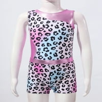 ZDHOR Kids Girls Gimnastika Yoga Dance Sports Outfit Set Leotard sa atletskom kratke hlače Leopard šareno