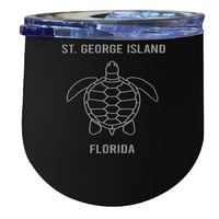 Otok St. George Florida oz Crni laserski iskrivljeni izolirani vinski nehrđajući čelik
