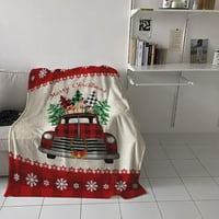 NOSBEI Početna Božić Flannel Fleece bacajte pokrivač, božićni gnome s poklonom crno-crvenim bivolom,