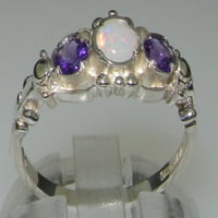 Britanci napravio 18k bijeli zlatni prirodni prsten i ametist Ženski prsten - veličine opcije - veličine za dostupnost