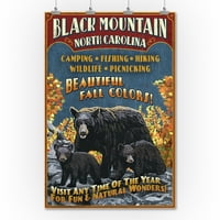 Crna planina, Sjeverna Karolina - Crni medvjedi vintage znakovni - lampionsko prešanje