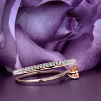 Prekrasna Art Deco 1. Prsten za morgalni i dijamantski ručni rez i dijamantni moissanite, vjenčani prsten, jedan podudarni pojas u srebru s 18k ružičastog poklopca za ružino pozlaćivanje za nju, obećavaju prsten