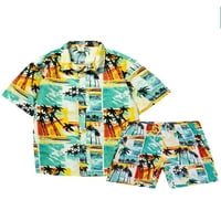 Avamo Muška košulja i kratka odijela Dvodijelni set Tropski print Havajski setovi Muški labav ljetni žuti XL