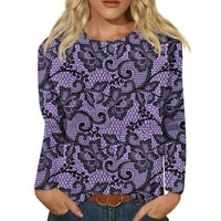 HOMCHY pulover Top ženski modni casual okrugli vrat s dugim rukavima tiskanim majicama