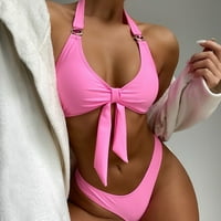 Finelylove Skromni kupaći kostimi za žene Lagano obložen sportskim grudnjakom Bikini ružičasta L