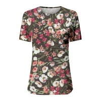 Bluze za žene plus veličine kratkih rukava Henley cvjetne majice za slobodno vrijeme s