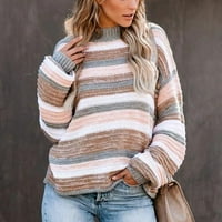 Ženski ležerni dugi rukav Block Stripe pleteni džemper lagani pulover topli dresi za žene za žene