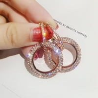 Xiangdd New Fashion Okrugle dijamantske naušnice Žene Srebrne Gold Rosegold Glitter Stu