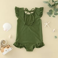 B91XZ Toddler kupaći kostim za plivanje Ljeto bez rukava bez rukava Ruffles kupaći kostimi kupaći kostim bikini vezivajući dizajn zelena, veličina 18-mjeseci